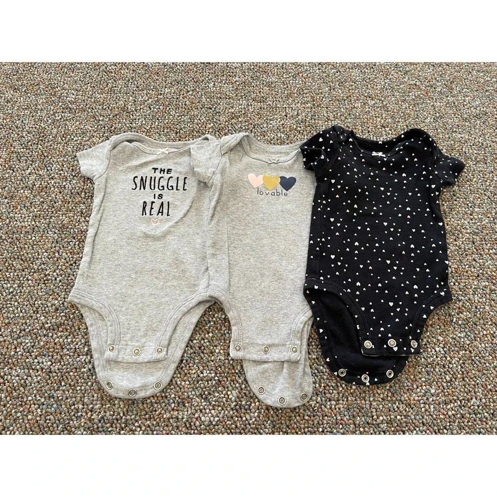 Carter's Girls Heart Set of 3 Bodysuits 3M